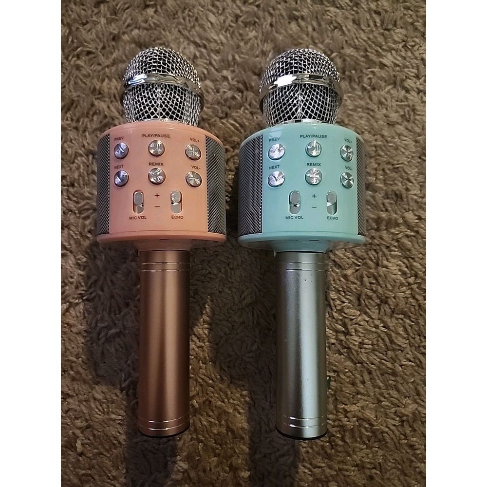 Kids Karaoke Microphone 2 Pk, Wireless Bluetooth Karaoke Microphone Blue-pink